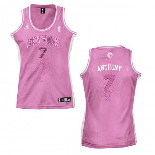 Women's Adidas New York Knicks #7 Carmelo Anthony Swingman Pink Fashion NBA Jersey