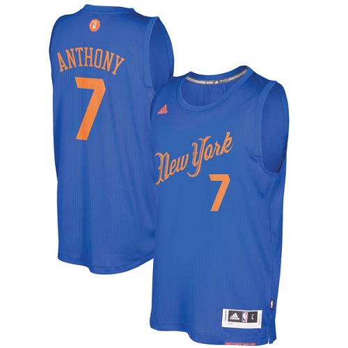 Men's Adidas New York Knicks #7 Carmelo Anthony Authentic Royal Blue 2016-2017 Christmas Day NBA Jersey