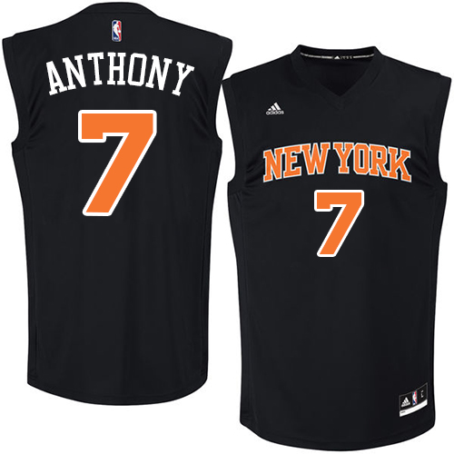 Men's Adidas New York Knicks #7 Carmelo Anthony Authentic Black Fashion NBA Jersey