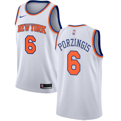 Women's Nike New York Knicks #6 Kristaps Porzingis Authentic White NBA Jersey - Association Edition