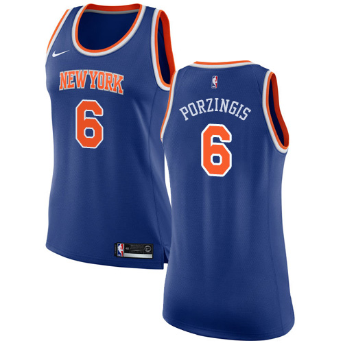 Women's Nike New York Knicks #6 Kristaps Porzingis Authentic Royal Blue NBA Jersey - Icon Edition