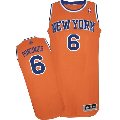 Women's Adidas New York Knicks #6 Kristaps Porzingis Authentic Orange Alternate NBA Jersey