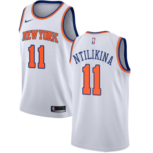 Men's Nike New York Knicks #11 Frank Ntilikina Authentic White NBA Jersey - Association Edition