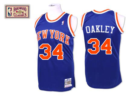 Men's Mitchell and Ness New York Knicks #34 Charles Oakley Authentic Royal Blue Throwback NBA Jersey