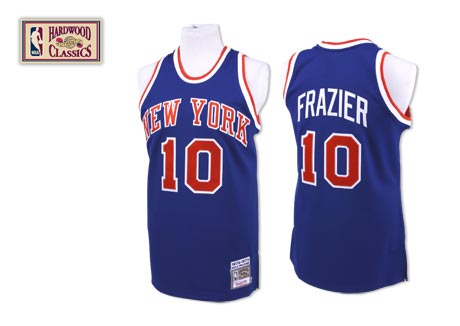 Men's Mitchell and Ness New York Knicks #10 Walt Frazier Authentic Royal Blue Throwback NBA Jersey