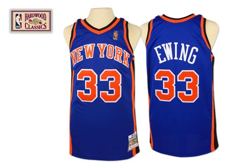 Men's Mitchell and Ness New York Knicks #33 Patrick Ewing Authentic Royal Blue Throwback NBA Jersey