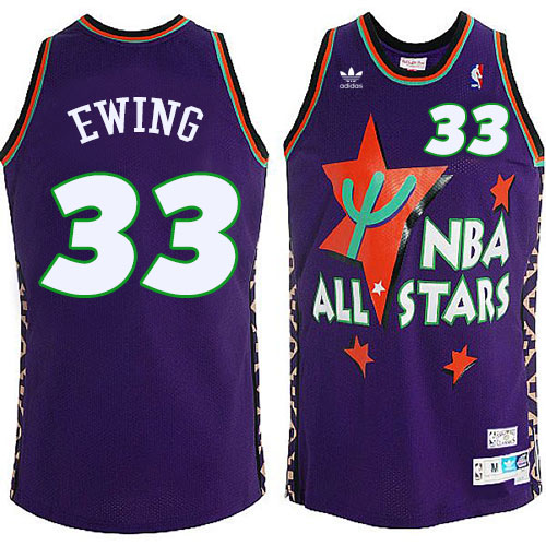 Men's Mitchell and Ness New York Knicks #33 Patrick Ewing Authentic Blue All Star Throwback NBA Jersey