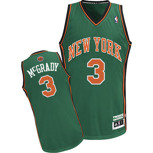Men's Adidas New York Knicks #3 Tracy McGrady Authentic Green NBA Jersey
