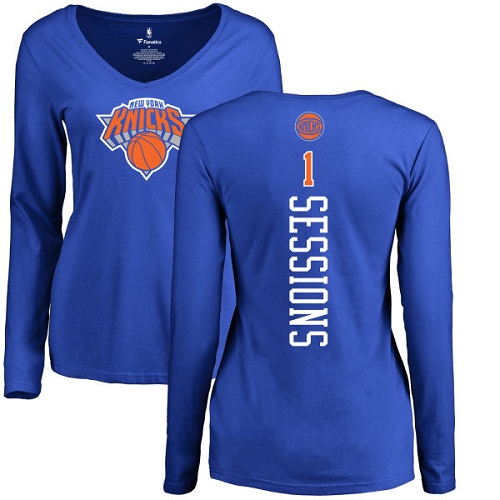 NBA Women's Nike New York Knicks #1 Ramon Sessions Royal Blue Backer Long Sleeve T-Shirt
