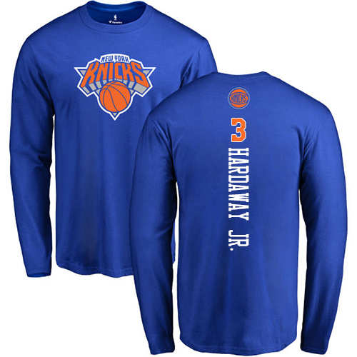 NBA Nike New York Knicks #3 Tim Hardaway Jr. Royal Blue Backer Long Sleeve T-Shirt