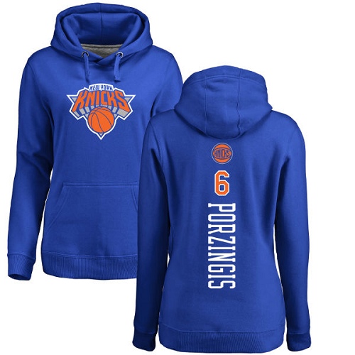 NBA Women's Nike New York Knicks #6 Kristaps Porzingis Royal Blue Backer Pullover Hoodie