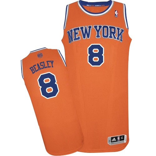 Men's Adidas New York Knicks #8 Michael Beasley Authentic Orange Alternate NBA Jersey