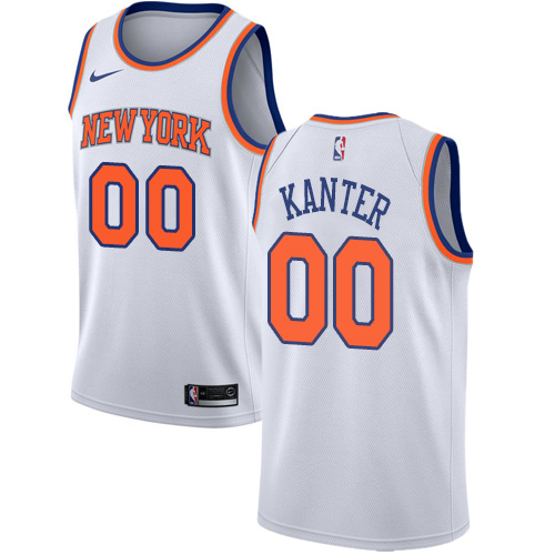 Men's Nike New York Knicks #00 Enes Kanter Swingman White NBA Jersey - Association Edition