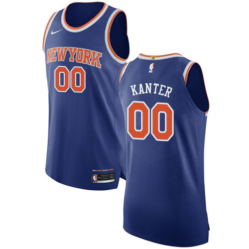 Men's Nike New York Knicks #00 Enes Kanter Authentic Royal Blue NBA Jersey - Icon Edition