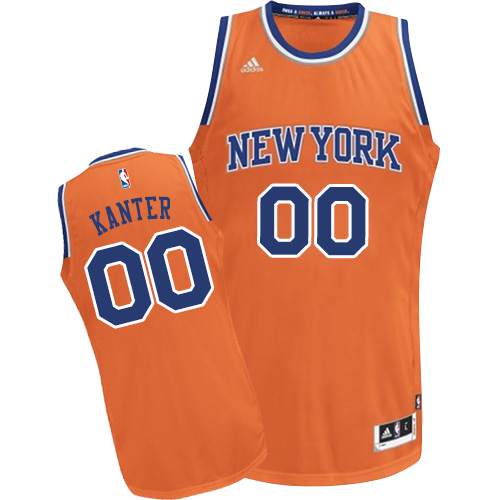 Men's Adidas New York Knicks #00 Enes Kanter Swingman Orange Alternate NBA Jersey