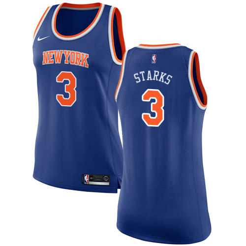 Women's Nike New York Knicks #3 John Starks Authentic Royal Blue NBA Jersey - Icon Edition