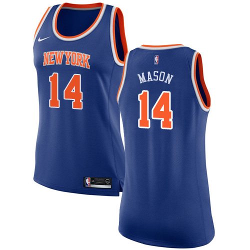 Women's Nike New York Knicks #14 Anthony Mason Authentic Royal Blue NBA Jersey - Icon Edition