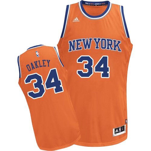 Women's Adidas New York Knicks #34 Charles Oakley Swingman Orange Alternate NBA Jersey