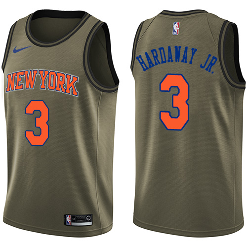 Men's Nike New York Knicks #3 Tim Hardaway Jr. Swingman Green Salute to Service NBA Jersey