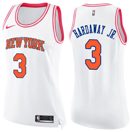 Women's Nike New York Knicks #3 Tim Hardaway Jr. Swingman White/Pink Fashion NBA Jersey