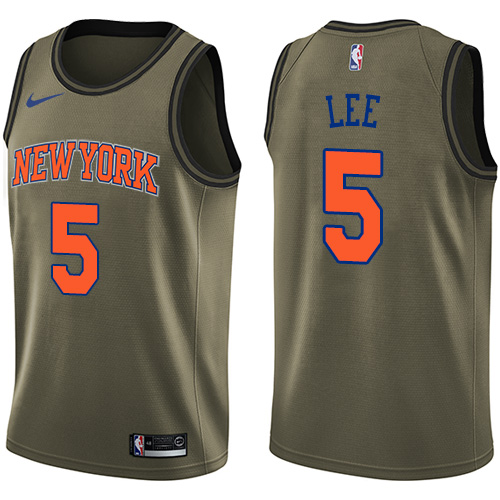 Youth Nike New York Knicks #5 Courtney Lee Swingman Green Salute to Service NBA Jersey