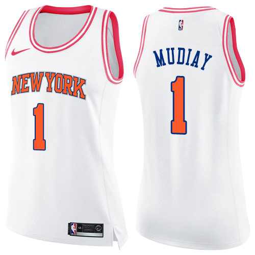 Women's Nike New York Knicks #1 Ramon Sessions Swingman White/Pink Fashion NBA Jersey