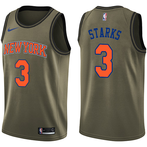 Men's Nike New York Knicks #3 John Starks Swingman Green Salute to Service NBA Jersey