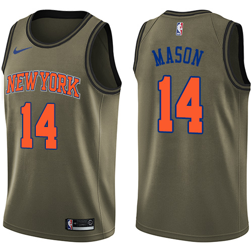 Men's Nike New York Knicks #14 Anthony Mason Swingman Green Salute to Service NBA Jersey