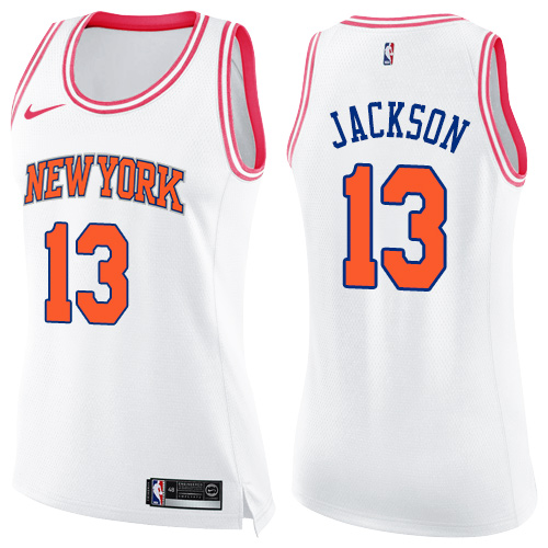 Women's Nike New York Knicks #13 Mark Jackson Swingman White/Pink Fashion NBA Jersey