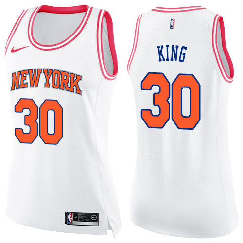 Women's Nike New York Knicks #30 Bernard King Swingman White/Pink Fashion NBA Jersey