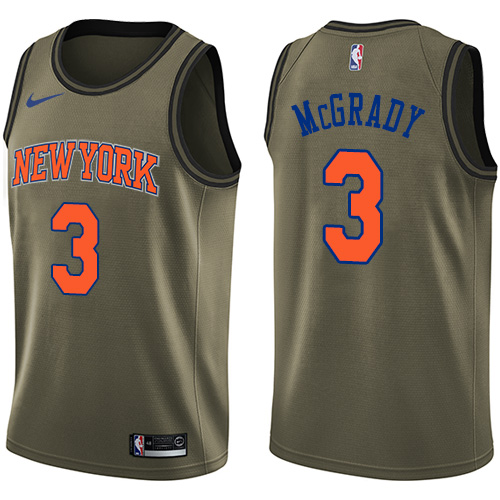 Men's Nike New York Knicks #3 Tracy McGrady Swingman Green Salute to Service NBA Jersey