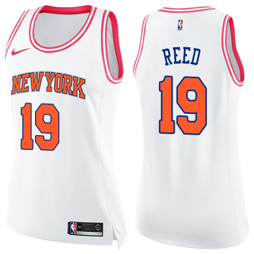 Women's Nike New York Knicks #19 Willis Reed Swingman White/Pink Fashion NBA Jersey