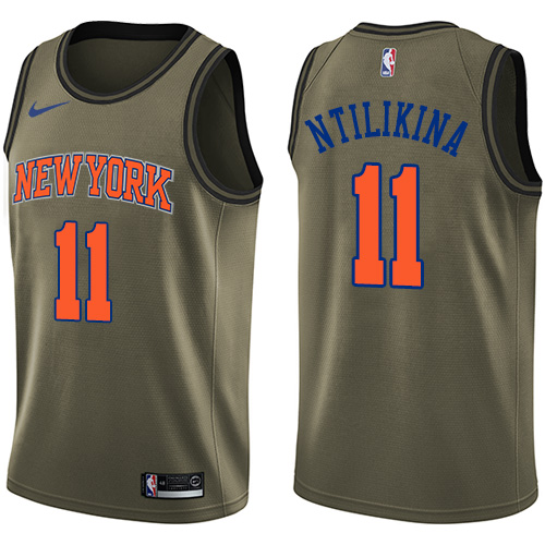 Men's Nike New York Knicks #11 Frank Ntilikina Swingman Green Salute to Service NBA Jersey