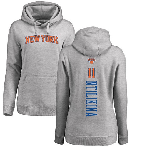 NBA Women's Nike New York Knicks #11 Frank Ntilikina Ash Backer Pullover Hoodie
