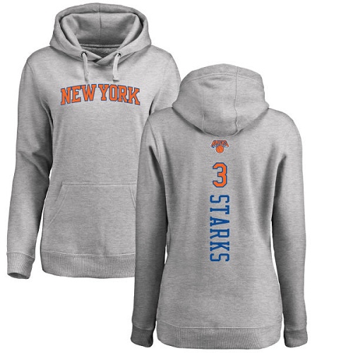 NBA Women's Nike New York Knicks #3 John Starks Ash Backer Pullover Hoodie