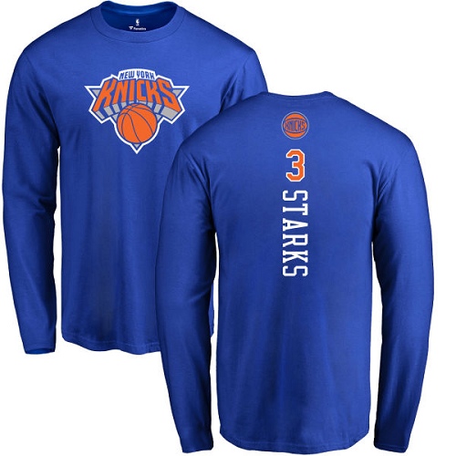 NBA Nike New York Knicks #3 John Starks Royal Blue Backer Long Sleeve T-Shirt