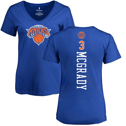 NBA Women's Nike New York Knicks #3 Tracy McGrady Royal Blue Backer T-Shirt