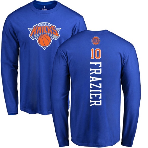 NBA Nike New York Knicks #10 Walt Frazier Royal Blue Backer Long Sleeve T-Shirt