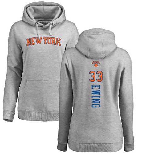 NBA Women's Nike New York Knicks #33 Patrick Ewing Ash Backer Pullover Hoodie
