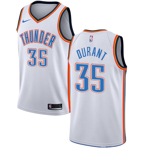 Men's Nike Oklahoma City Thunder #35 Kevin Durant Swingman White Home NBA Jersey - Association Edition