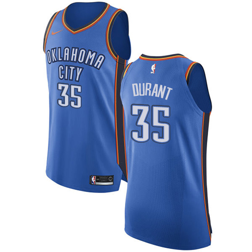 Men's Nike Oklahoma City Thunder #35 Kevin Durant Authentic Royal Blue Road NBA Jersey - Icon Edition