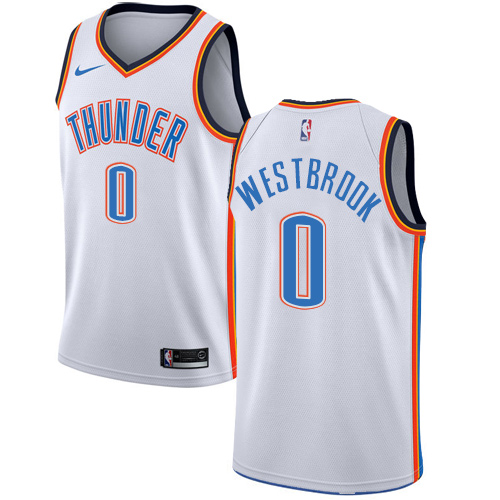 Men's Nike Oklahoma City Thunder #0 Russell Westbrook Swingman White Home NBA Jersey - Association Edition