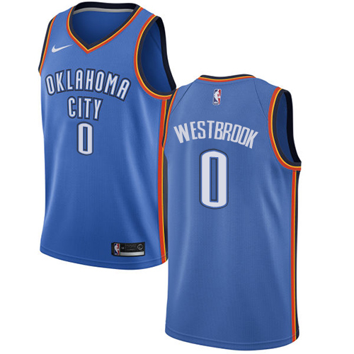Men's Nike Oklahoma City Thunder #0 Russell Westbrook Swingman Royal Blue Road NBA Jersey - Icon Edition