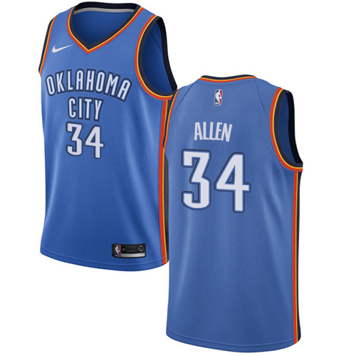 Men's Nike Oklahoma City Thunder #34 Ray Allen Swingman Royal Blue Road NBA Jersey - Icon Edition