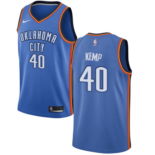 Men's Nike Oklahoma City Thunder #40 Shawn Kemp Swingman Royal Blue Road NBA Jersey - Icon Edition