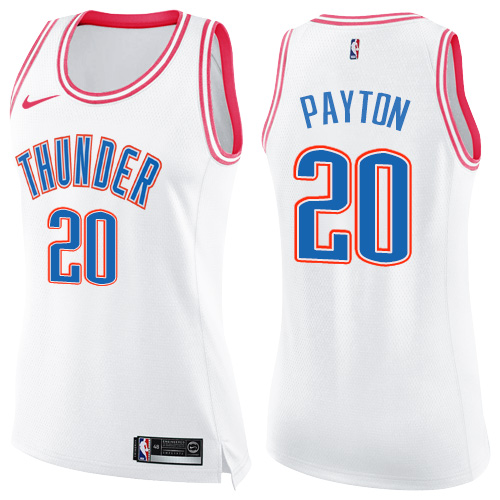 Women's Nike Oklahoma City Thunder #20 Gary Payton Swingman White/Pink Fashion NBA Jersey