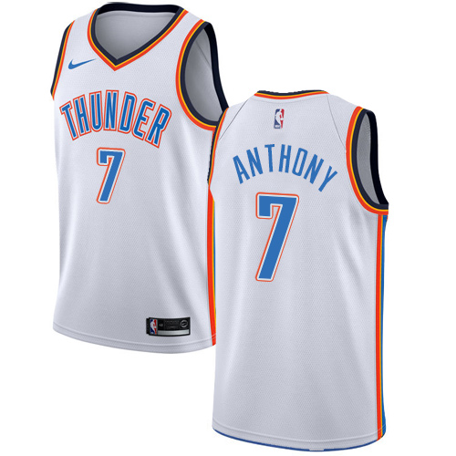 Men's Nike Oklahoma City Thunder #7 Carmelo Anthony Authentic White Home NBA Jersey - Association Edition