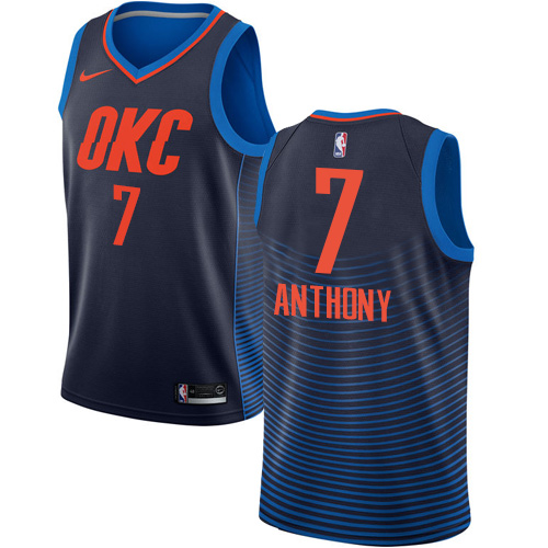 Men's Nike Oklahoma City Thunder #7 Carmelo Anthony Authentic Navy Blue NBA Jersey Statement Edition