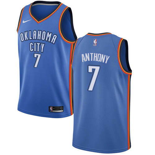 Women's Nike Oklahoma City Thunder #7 Carmelo Anthony Swingman Royal Blue Road NBA Jersey - Icon Edition