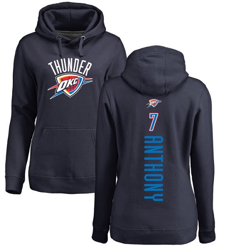 NBA Women's Nike Oklahoma City Thunder #7 Carmelo Anthony Navy Blue Backer Pullover Hoodie